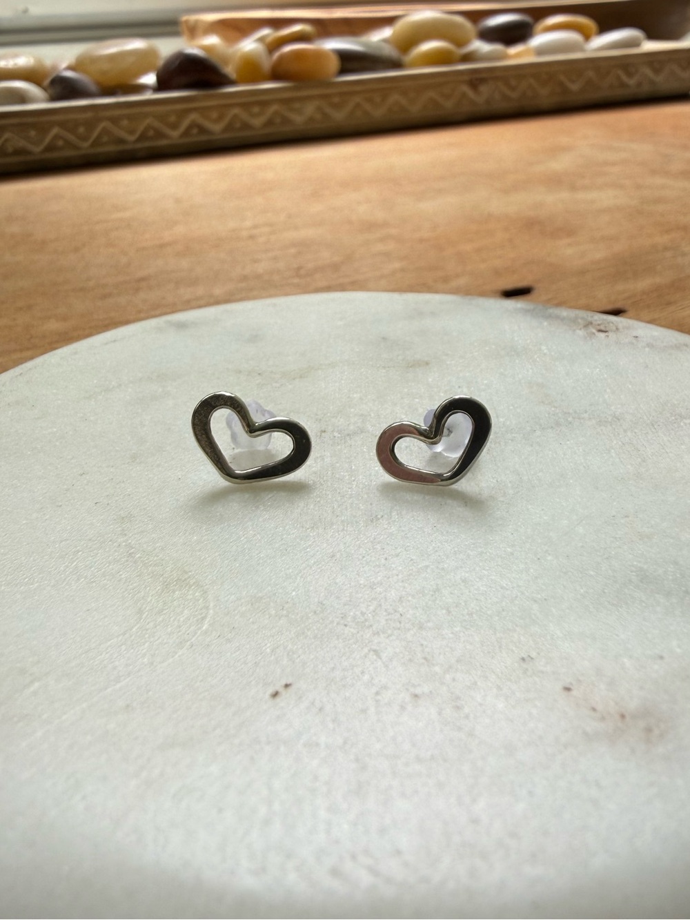 Open Heart Stud Earrings Sterling Silver Minimalist Love Heart Post Earrings